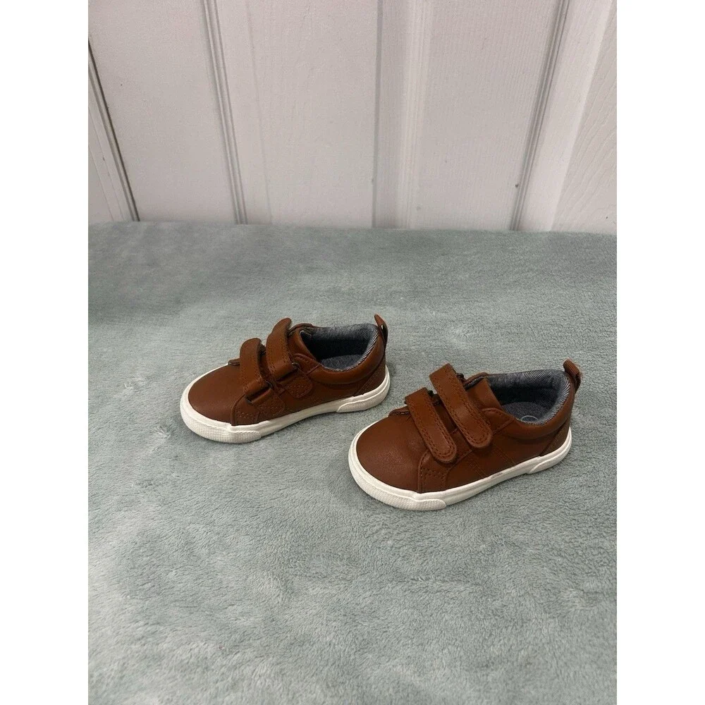 Cat & Jack Toddler Boys Brown Hook & Loop Sneakers Size 5